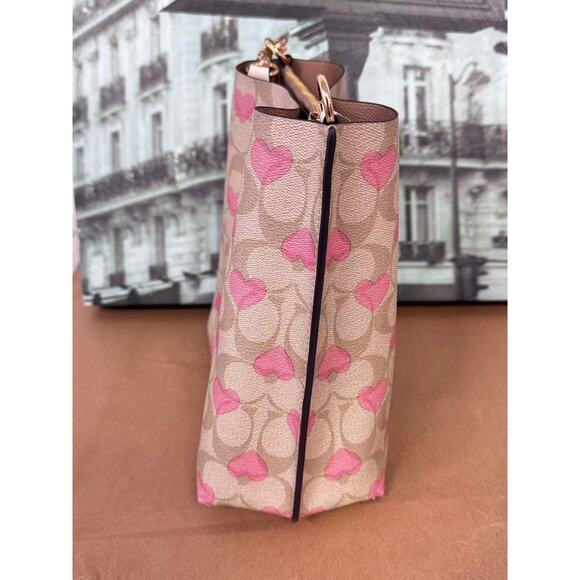 Coach CP056 Mollie Bucket Bag 22 In Signature Canvas IN Khaki Multi - Picture 3 of 10